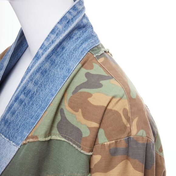 Greg Lauren Camo Mixed Denim Patchwork Jacket - Picture 2 of 6